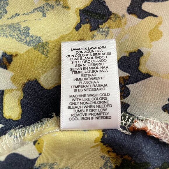 Size XL Daisy Fuentes blue yellow white blouse with ruffles - Picture 10 of 10